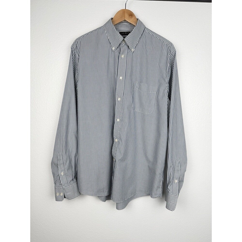 Lauren Ralph Lauren Men's Dress Shirt Striped Cotton Long Sleeve Button Up